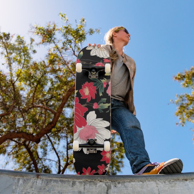 Skateboard Modern Colorful Sakura Flower Japan Birthday party (Exterior 1)