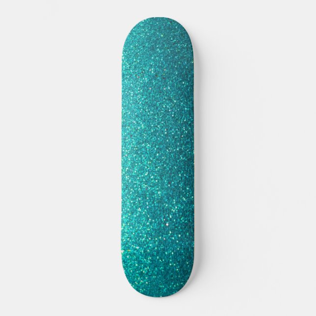 Skateboard Modern Ombre Turquoise Black Glitter Simple Urban (Anverso)