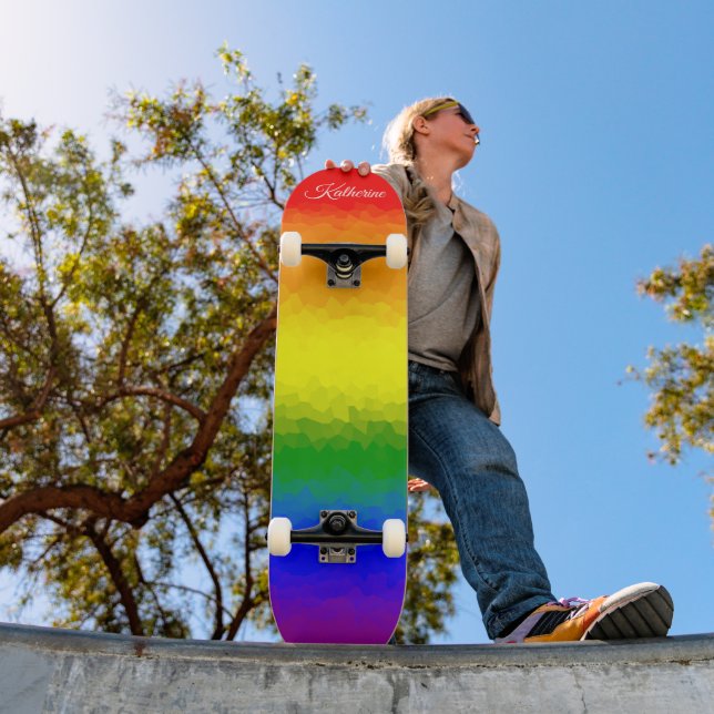Skateboard Modern Rainbow Mosaic Script Name (Exterior 1)