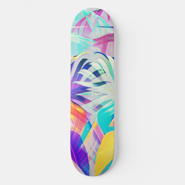Skateboard Moderno Color Pastel Floral Abstracto (Anverso)