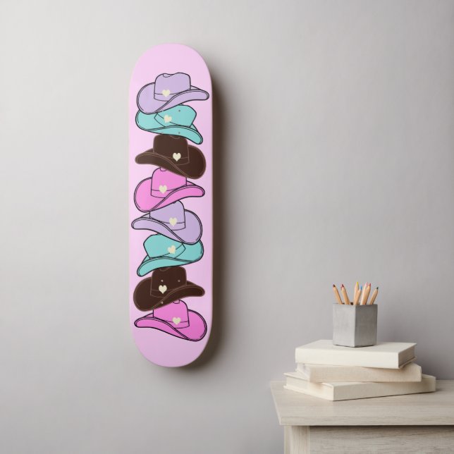 Skateboard Moderno Gorra de Cowboy Stack Pink (Arte de la pared)