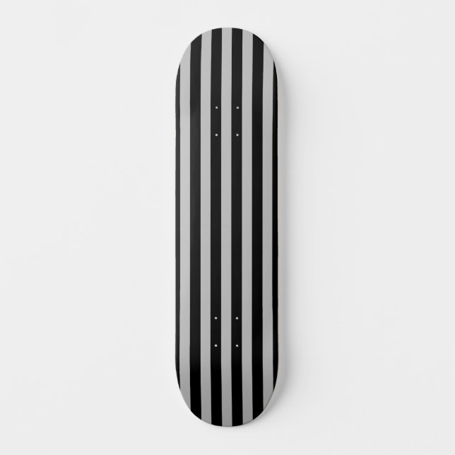 Skateboard Moderno rayado vertical gris y negro (Anverso)