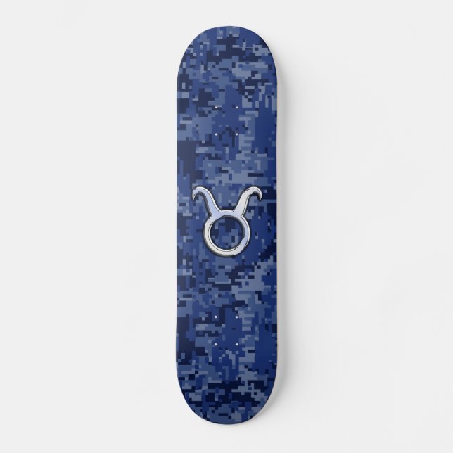 Skateboard Moderno Taurus Zodiac Rótulo de la marina azul cam (Anverso)