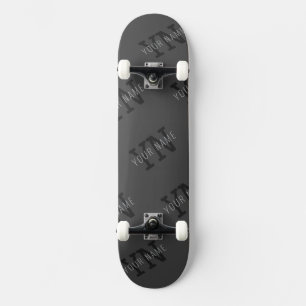 Skateboard Moderno Tiled Dark Gray Monogramed Name/other Text