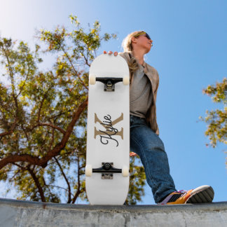 Skateboard Moderno y elegante nombre de monograma Black Gold