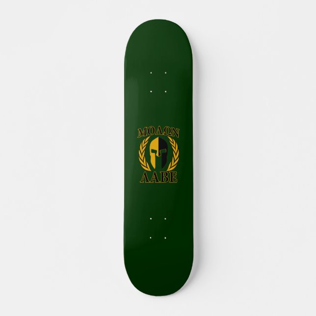 Skateboard Molon Labe Laurels Espartano Decoración Verde Fore (Anverso )