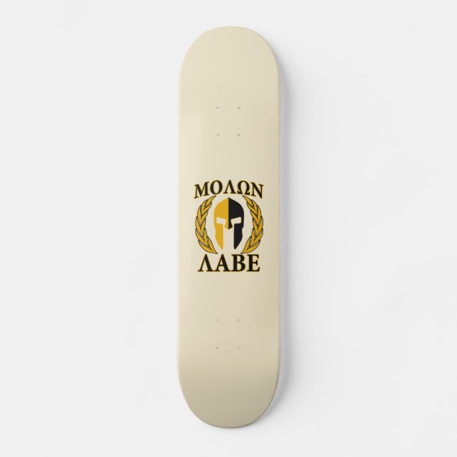 Skateboard Molon Labe Mascara Espartana Laureles Beige Accent (Anverso)