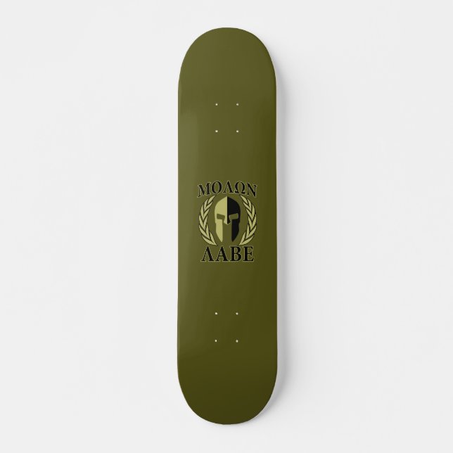 Skateboard Molon Labe Spartan Mask Laurelles Olive Green (Anverso )