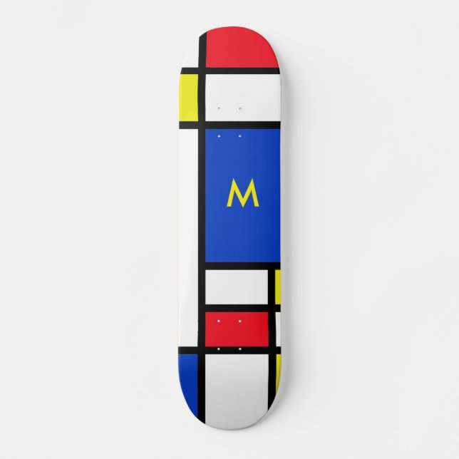 Skateboard Mondrian inspiró arte abstracto del diseño (Anverso)