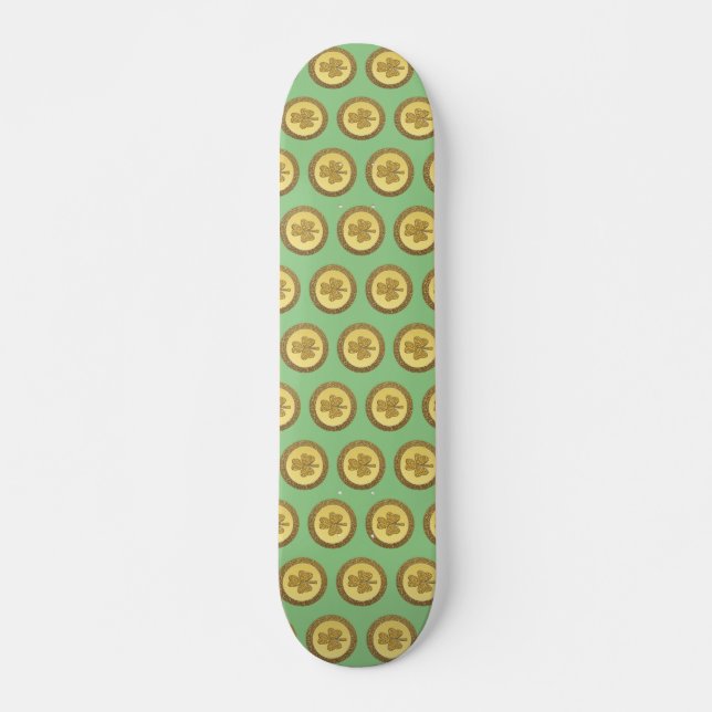 Skateboard Moneda de oro de Shamrock irlandés, de suerte (Anverso )