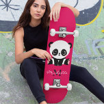 Skateboard Monogram Cute Panda Personalized Purple<br><div class="desc">Monogram Cute Panda Personalized Purple Skateboard features a cute panda bear sitting on the floor on a purple background. Personalize with your monogram and name or delete text in text boxes for no name. Personalize by editing the text in the text box provided. Designed by ©Evco Studio www.zazzle.com/store/evcostudio</div>