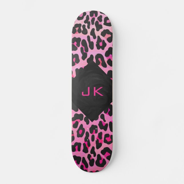 Skateboard Monogram Leopard Black and Hot Pink Print (Anverso)