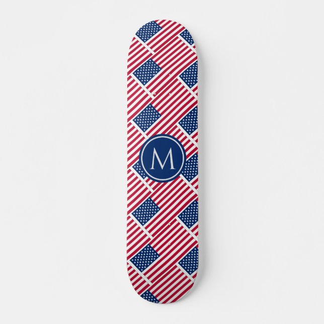 Skateboard MONOGRAM Personalizado patriótico de la bandera es (Anverso )