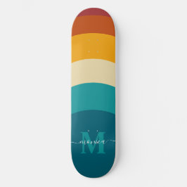 Skateboard Monograma arcoiris Nombre personalizado Retro Traz