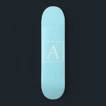 Skateboard Monograma azul cielo simple<br><div class="desc">¡Gracias por tu compra!</div>