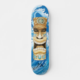 Skateboard Monograma azul ola tiki playa