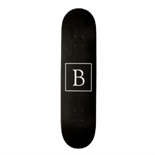 Skateboard Monograma clásico simple  Negro con texto blanco