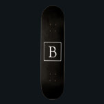 Skateboard Monograma clásico simple | Texto negro con blanco<br><div class="desc">Mínimo y elegante.</div>