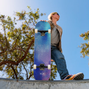 Skateboard Monograma de Azul Purpura Acuático