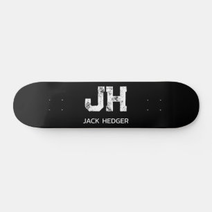 SKATEBOARD MONOGRAMA DE DOS LETRAS BLANCO MINIMALISTA NOMBRE 