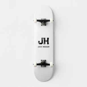 SKATEBOARD MONOGRAMA DE DOS LETRAS NEGRO MINIMALISTA NOMBRE B