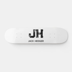 SKATEBOARD MONOGRAMA DE DOS LETRAS NEGRO MINIMALISTA NOMBRE B