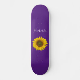 Skateboard Monograma de girasol amarillo morado
