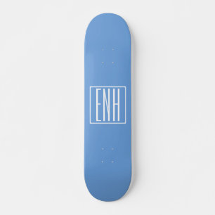 Skateboard Monograma de iniciales modernas en azul suave