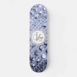 Skateboard Monograma de las perlas azules Purpurinoso deslumb
