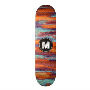 Skateboard Monograma de madera #2 de la textura del grano del