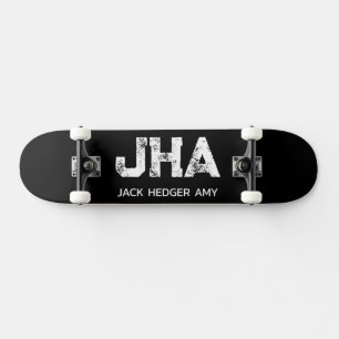 SKATEBOARD MONOGRAMA DE NOMBRE DE TRES LETRAS BLANCO MINIMALI
