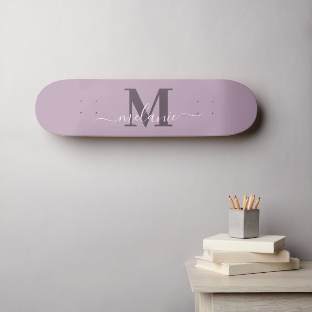 Skateboard Monograma de nombre personalizado de guión gráfico (Arte de pared (horz))