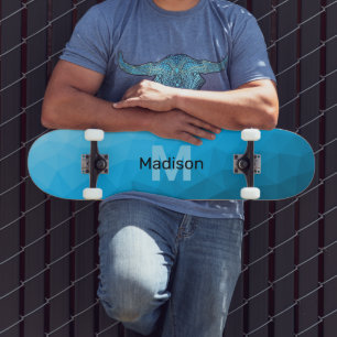 Skateboard Monograma de patrón de malla geométrica con gradie