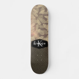 Skateboard Monograma de plumas de moda con bandas de oro
