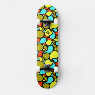 Skateboard Monograma de Pop Art Paisley