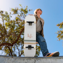 Skateboard Monograma de rayas retro chic