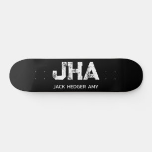 SKATEBOARD MONOGRAMA DE TRES LETRAS BLANCO MINIMALISTA NOMBRE