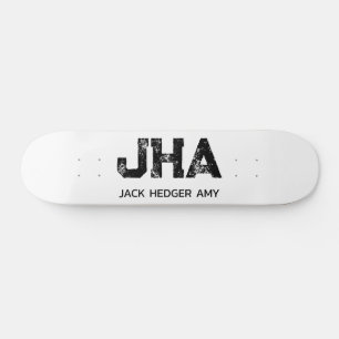 SKATEBOARD MONOGRAMA DE TRES LETRAS NEGRO MINIMALISTA NOMBRE 