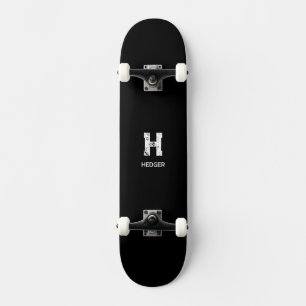 SKATEBOARD MONOGRAMA DE UNA LETRA BLANCO MINIMALISTA NOMBRE N