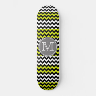 Skateboard Monograma de zigzag verde negro