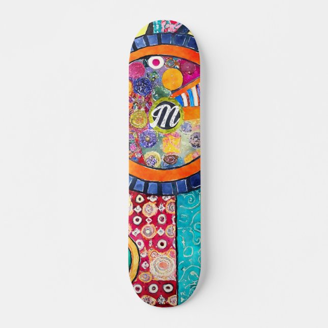 Skateboard Monograma del modelo de dibujo abstracto moderno (Anverso )