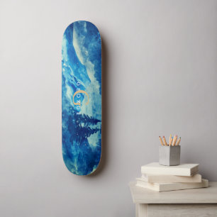 Skateboard Monograma del paisaje de las montañas de acuarela