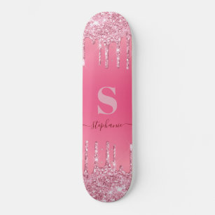 Skateboard Monograma del Purpurina de espuma rosada