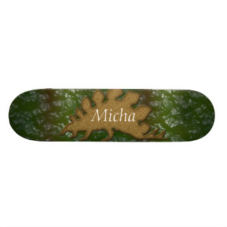 Skateboard Monograma del verde y de la piel del dinosaurio de