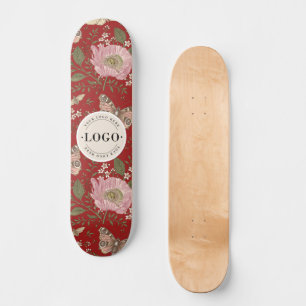 Skateboard Monograma floral botánico de flores silvestres de 