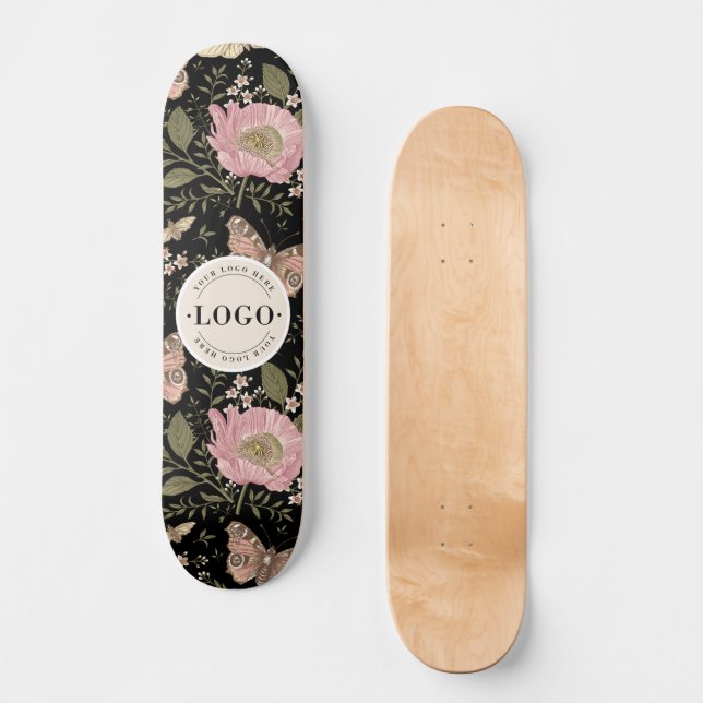 Skateboard Monograma floral botánico de flores silvestres de  (Anverso)