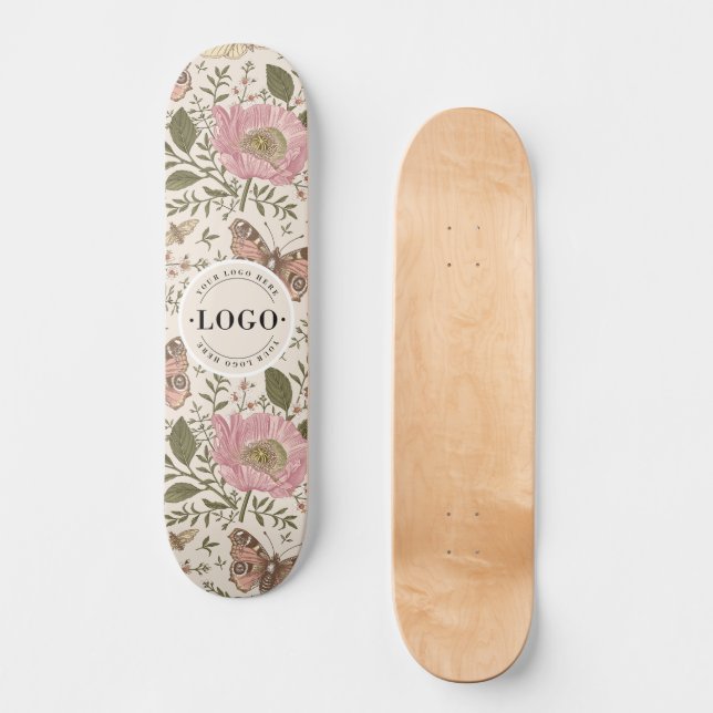 Skateboard Monograma floral botánico de flores silvestres de  (Anverso)