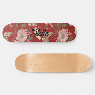 Skateboard Monograma floral botánico de flores silvestres de 