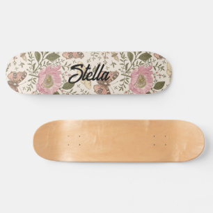 Skateboard Monograma floral botánico de flores silvestres mod