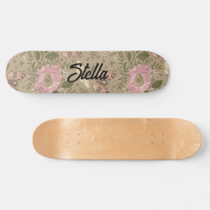 Skateboard Monograma floral botánico de flores silvestres mod